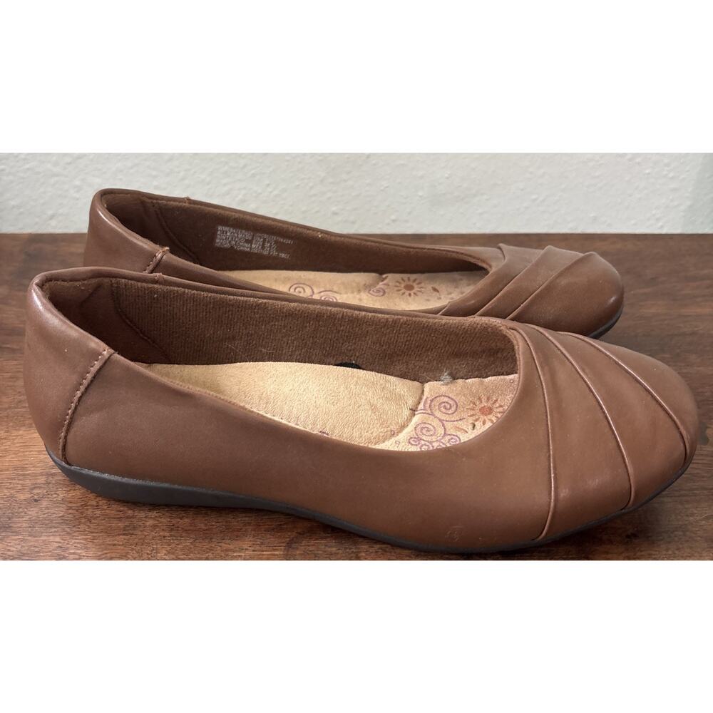 Earth Spirit Comfort Shoes 7.5 Brown Faux Leather Slip-On Ballet Flats Gelron - Picture 6 of 9